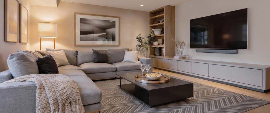 Finished Basement Rec Room Design for Pier House Towns at Lakeview Village Mississauga by Branthaven FlexFit Options