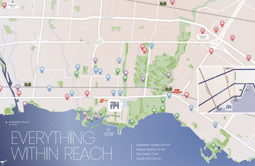 Pier House Towns Location Map near Long Branch GO Station and Lakeshore Rd E